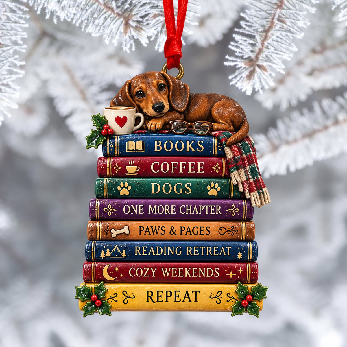 📚✨Stacked Book Keepsake Ornament