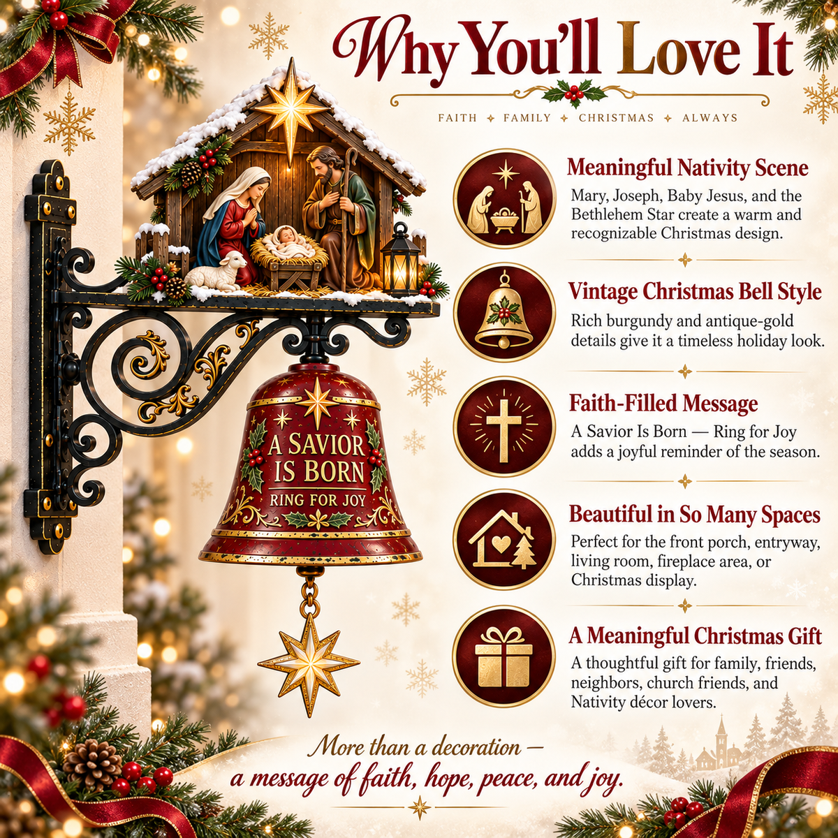 ✨🔔Jesus Nativity Christmas Door Bell
