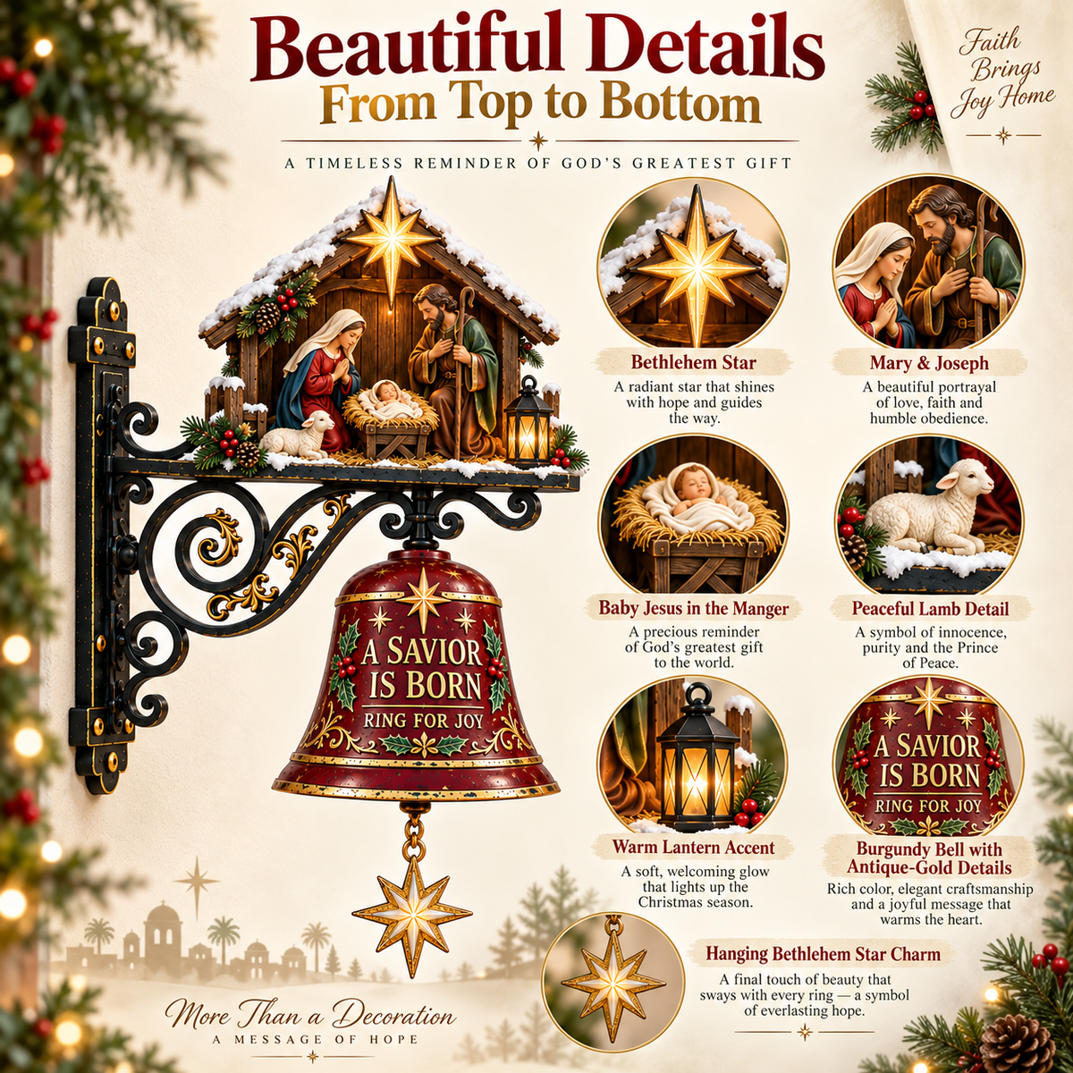 ✨🔔Jesus Nativity Christmas Door Bell