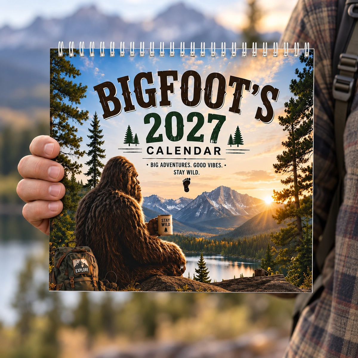 🦶 Bigfoot’s 2027 Wall Desk Calendar – Big Adventures. Good Vibes. Stay Wild.