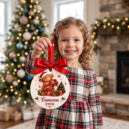 🐮 Personalized Highland Cow Initial Ornament