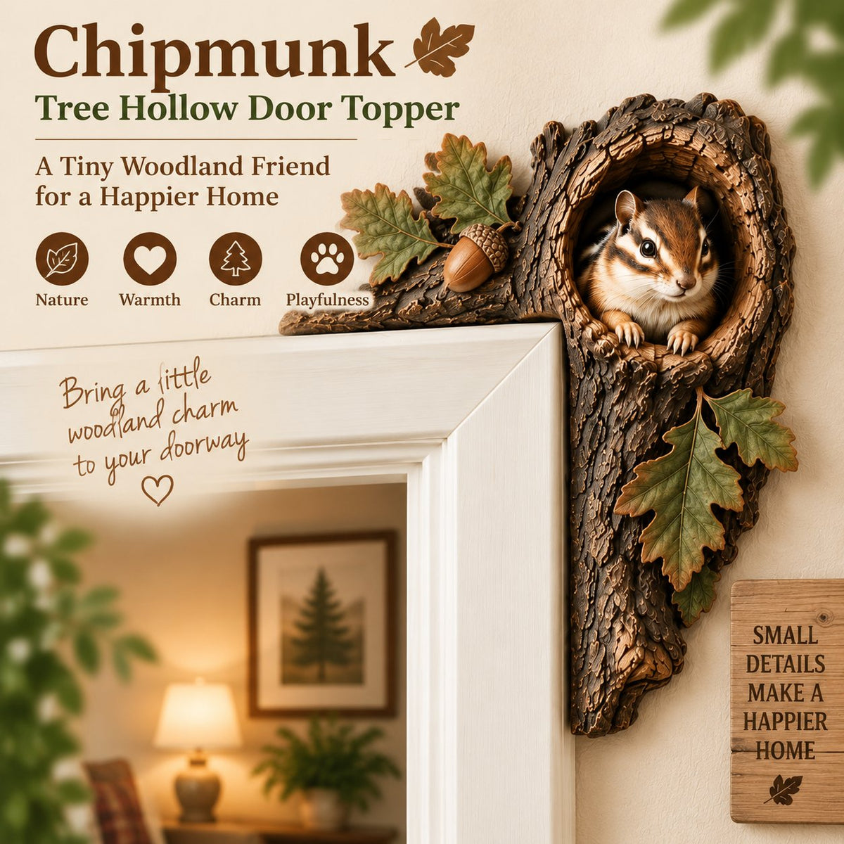 🐿️ Chipmunk Tree Hollow Door Topper