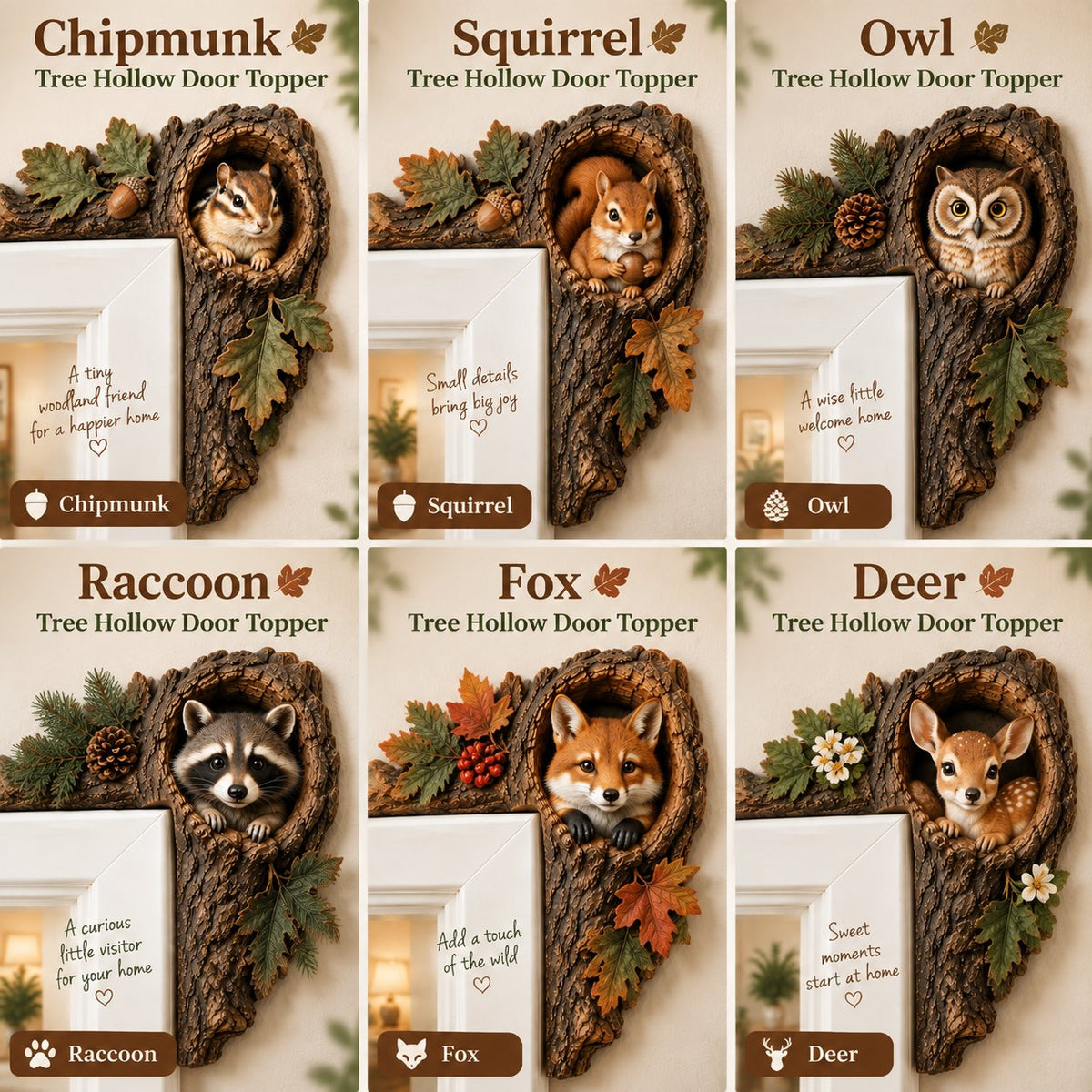 🐿️ Chipmunk Tree Hollow Door Topper
