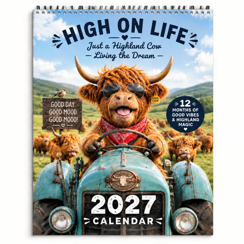 🐮 2027 Highland Cow Calendar – 12 Months of Moo-tiful Moments & Good Vibes