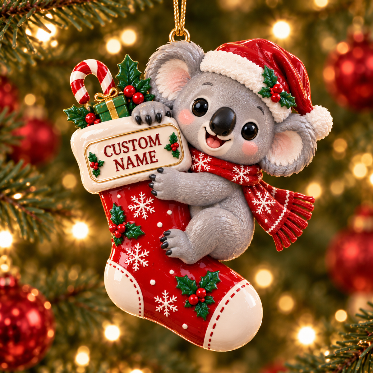 🎄 Personalized Christmas Stocking Animal Ornament