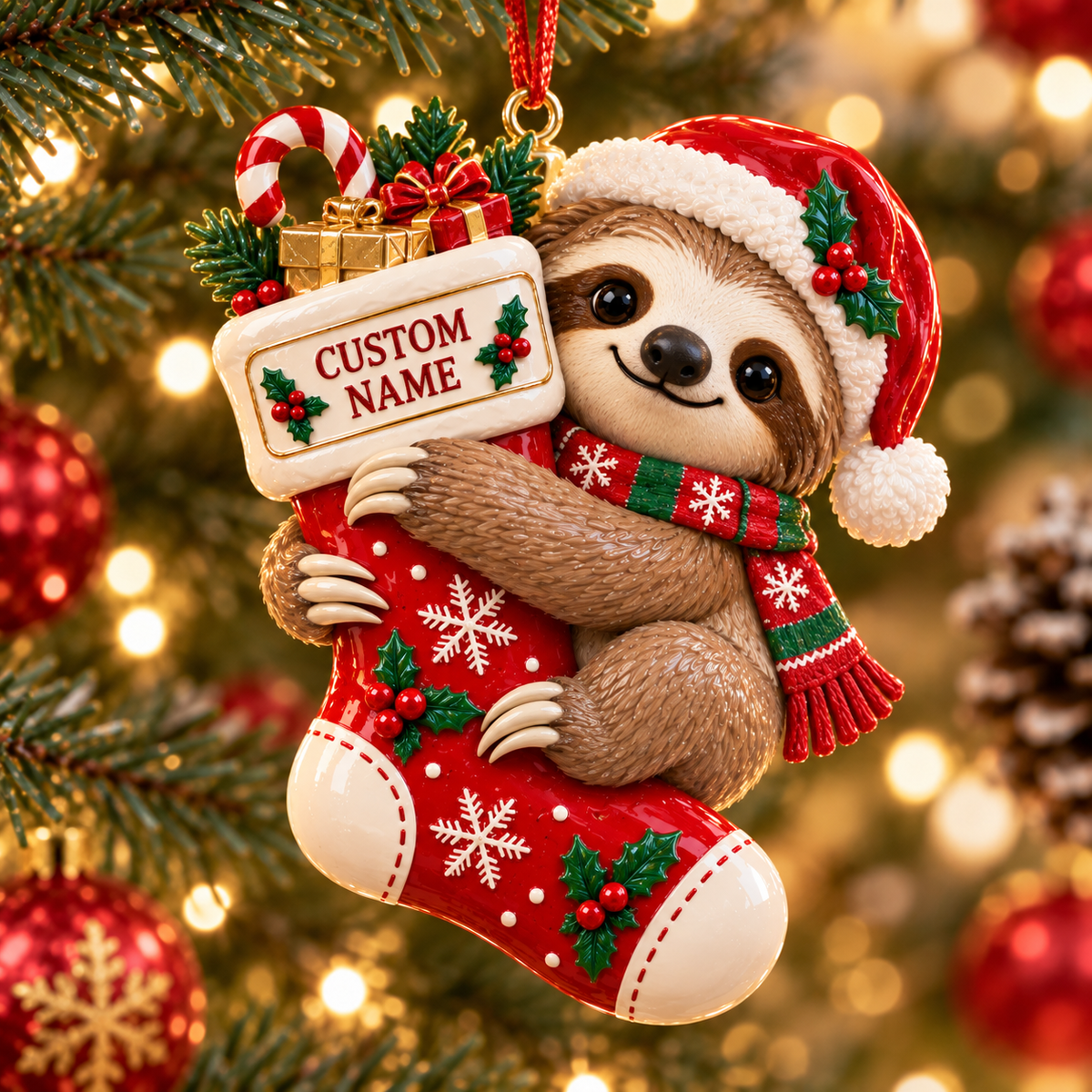 🎄 Personalized Christmas Stocking Animal Ornament