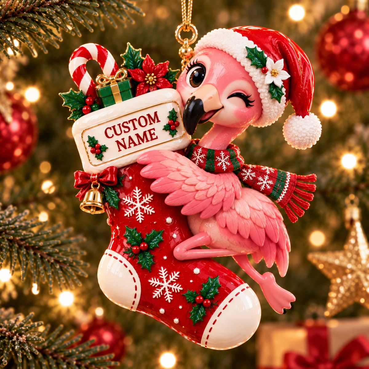 🎄 Personalized Christmas Stocking Animal Ornament