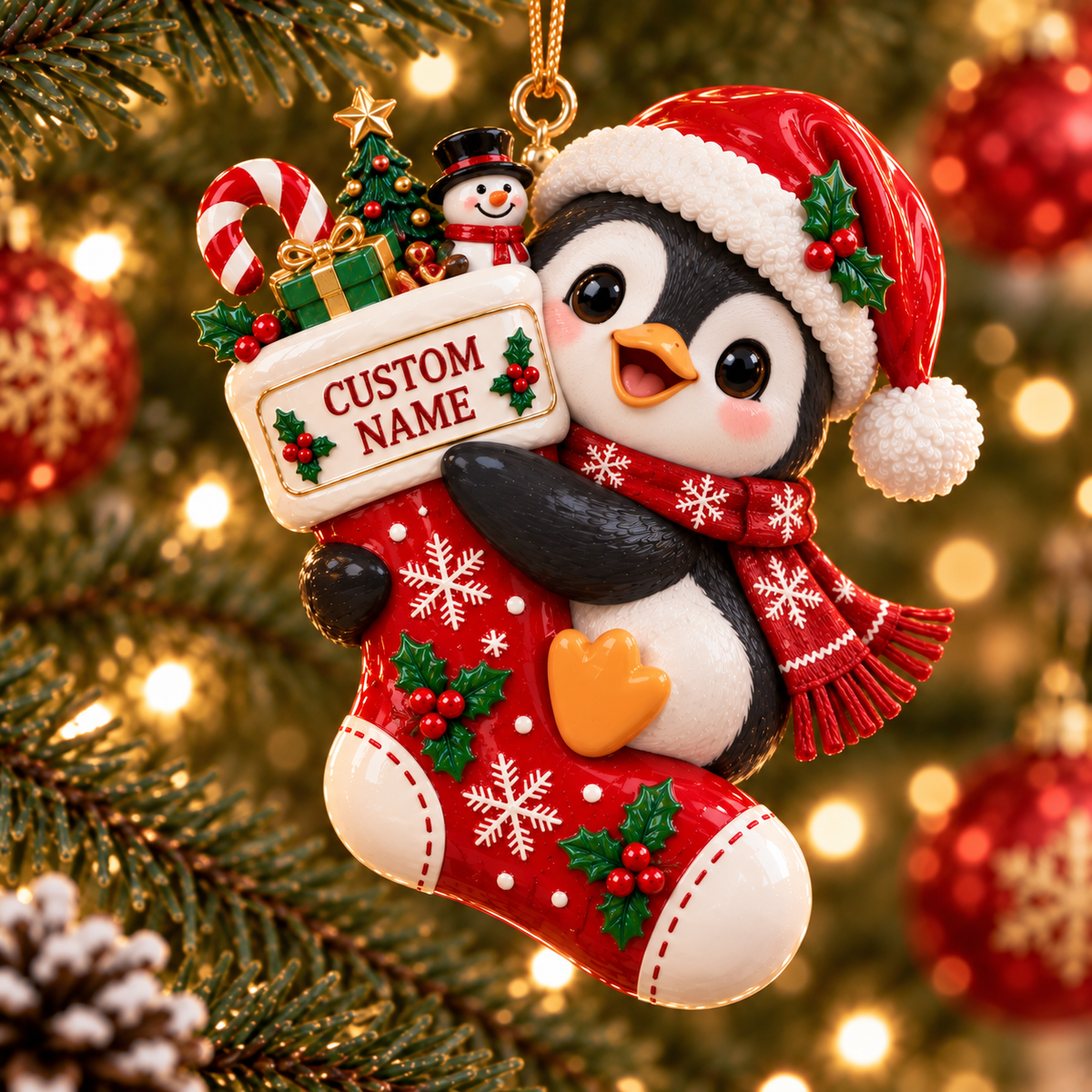🎄 Personalized Christmas Stocking Animal Ornament