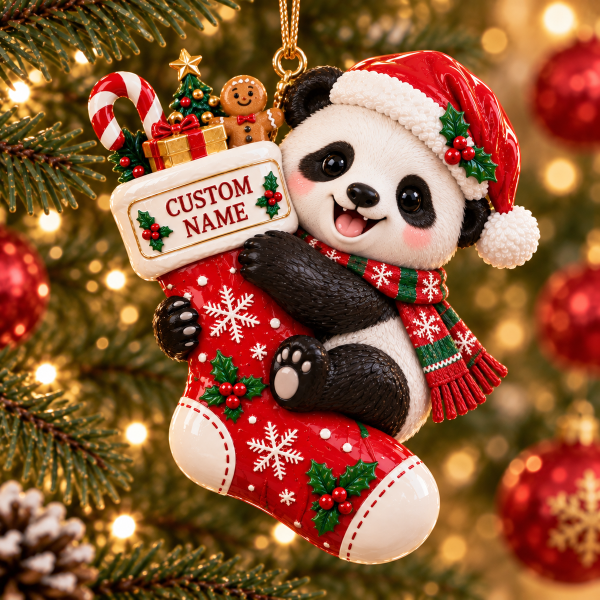 🎄 Personalized Christmas Stocking Animal Ornament