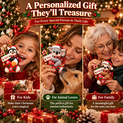 🎄 Personalized Christmas Stocking Animal Ornament