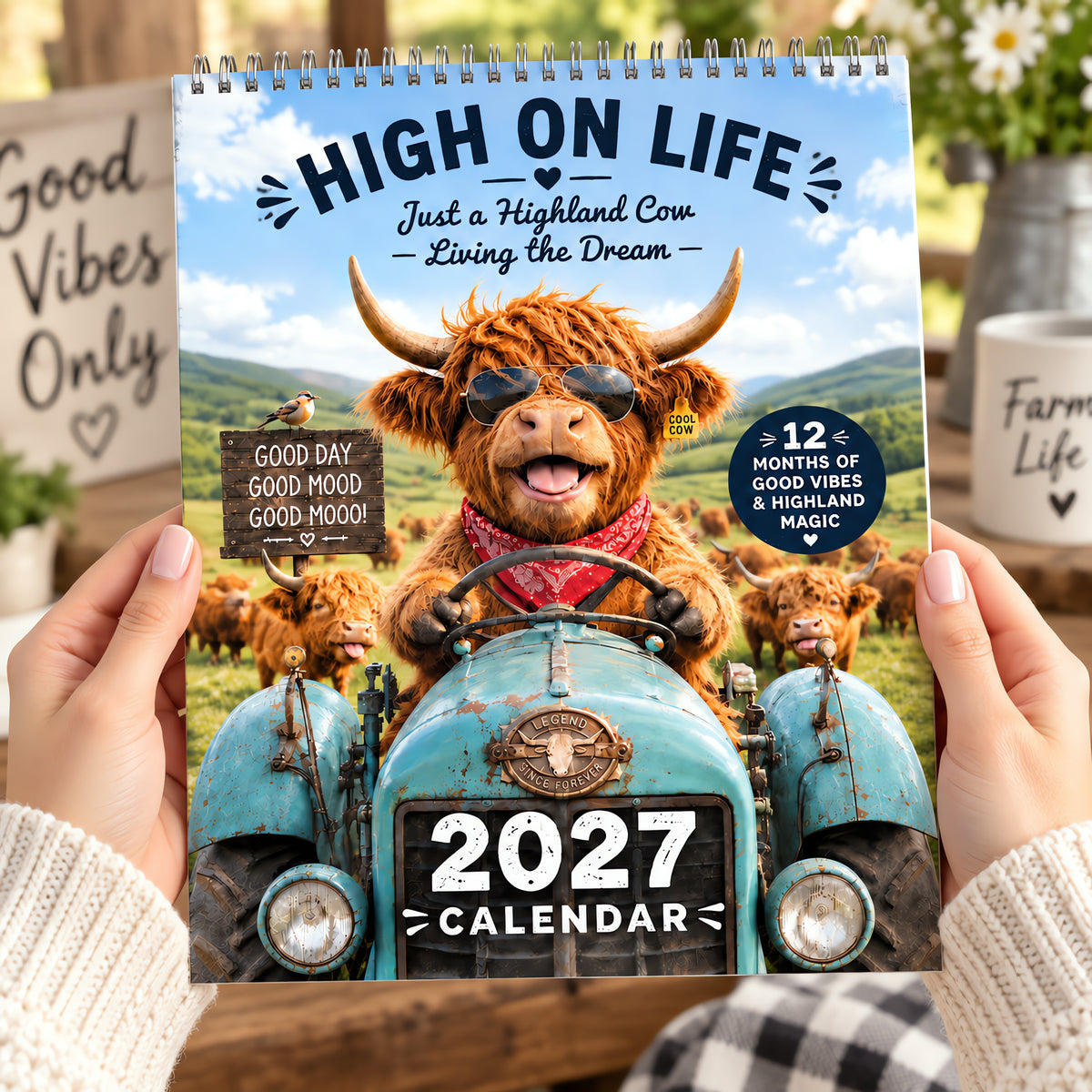 🐮 2027 Highland Cow Calendar – 12 Months of Moo-tiful Moments & Good Vibes
