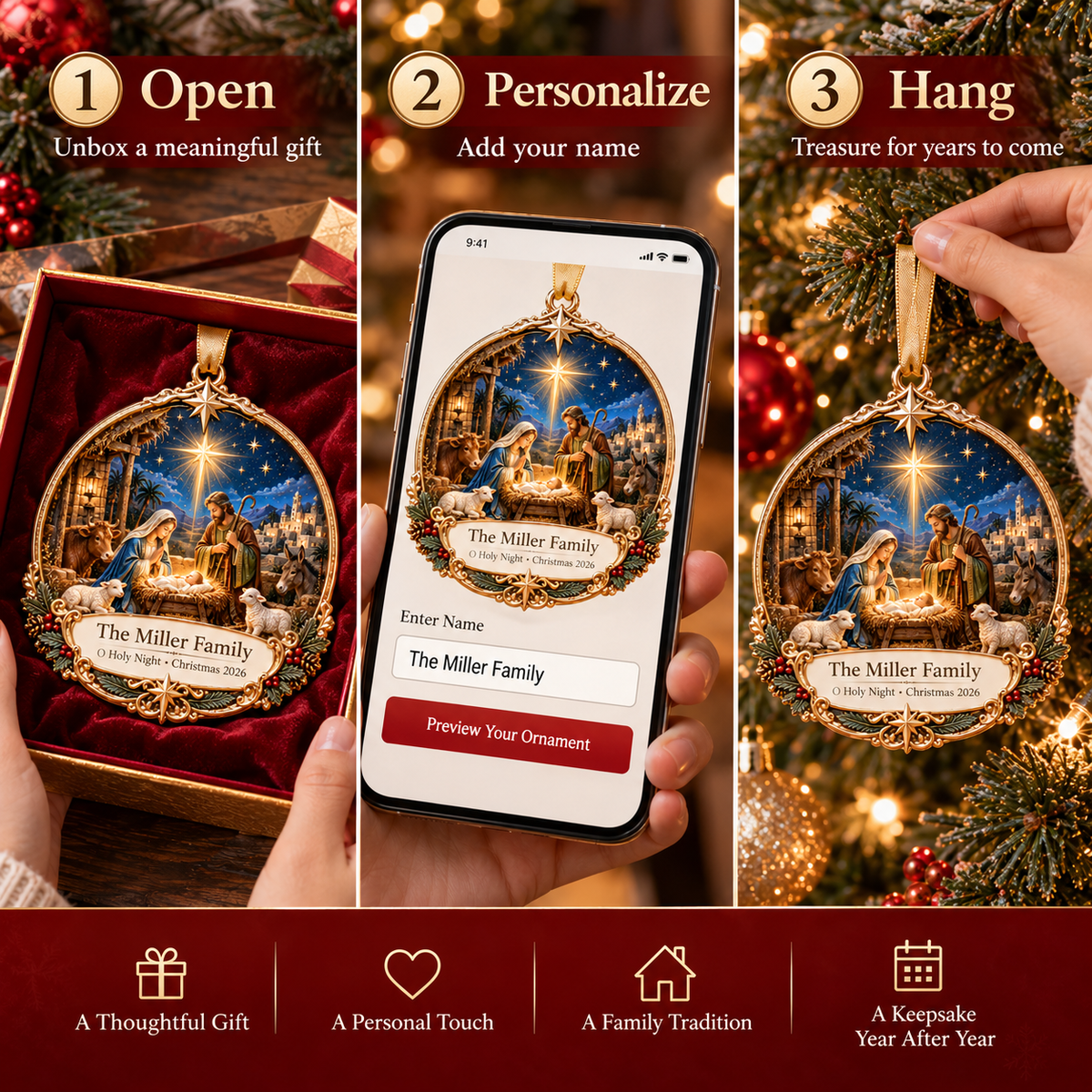 ✨ Personalized Christian Christmas Ornament