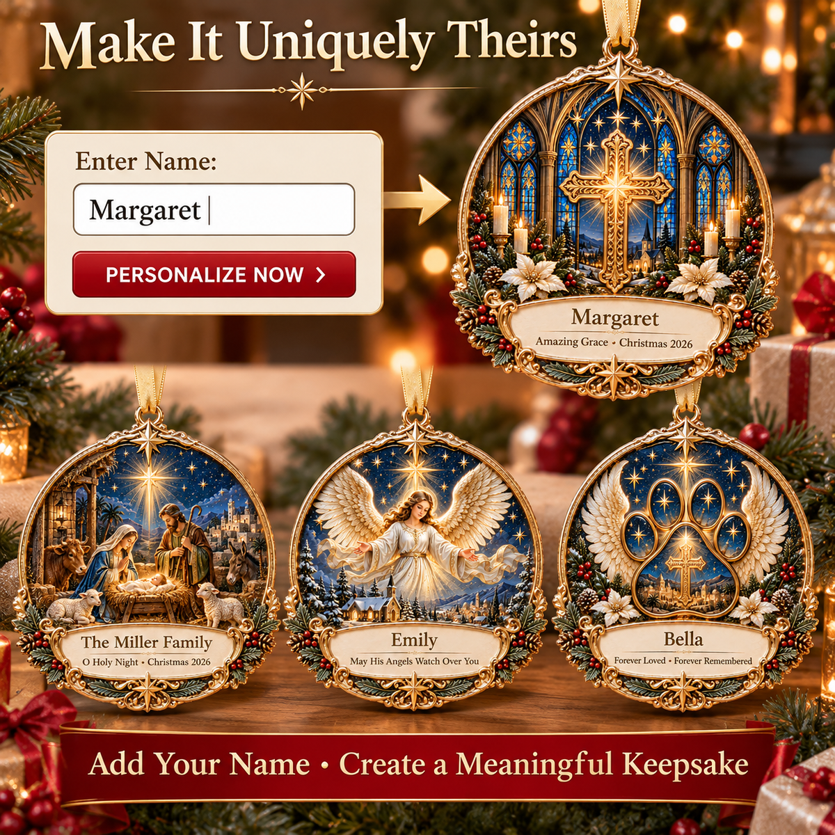 ✨ Personalized Christian Christmas Ornament