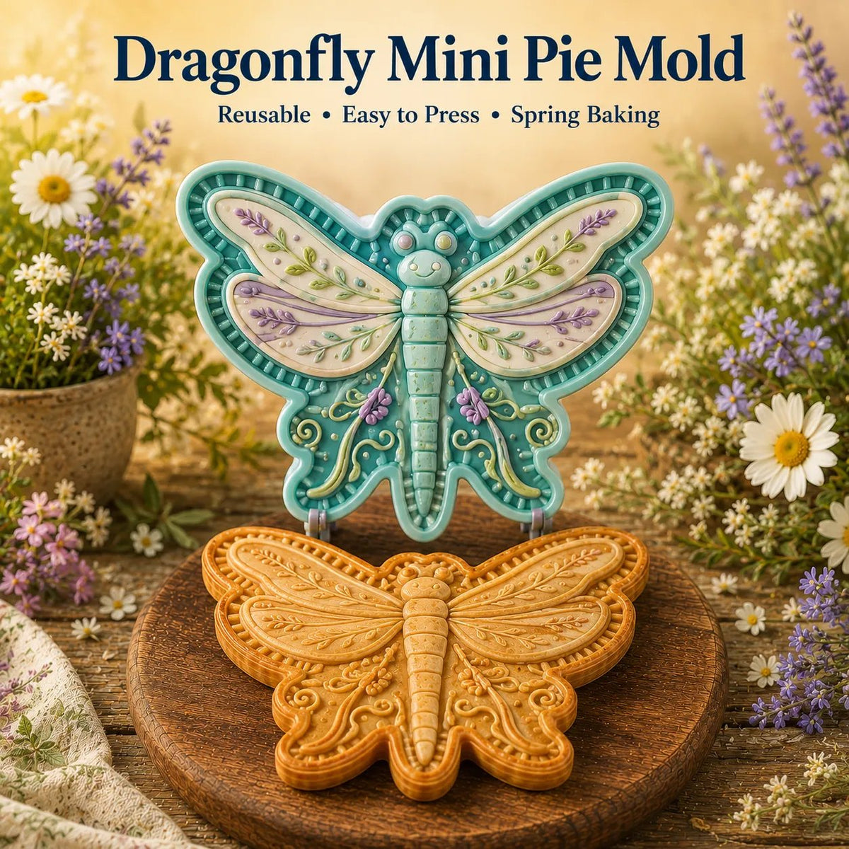 🌸 8-Design Spring Garden Mini Pie Mold Collection – Reusable Embossed Molds for Shaping Detailed Bee, Butterfly, Ladybug, Sunflower, Cottage &amp; More 🥧✨
