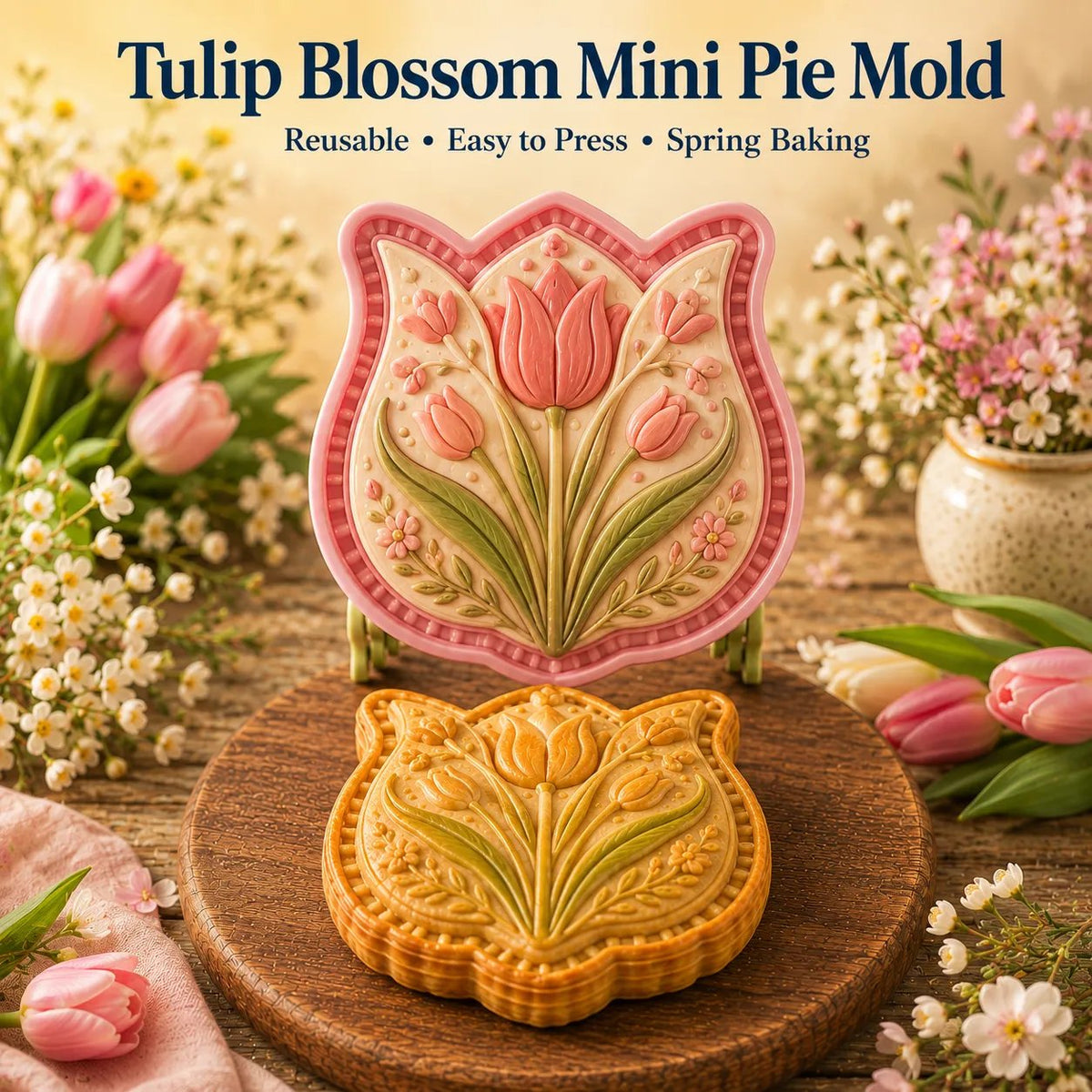 🌸 8-Design Spring Garden Mini Pie Mold Collection – Reusable Embossed Molds for Shaping Detailed Bee, Butterfly, Ladybug, Sunflower, Cottage &amp; More 🥧✨