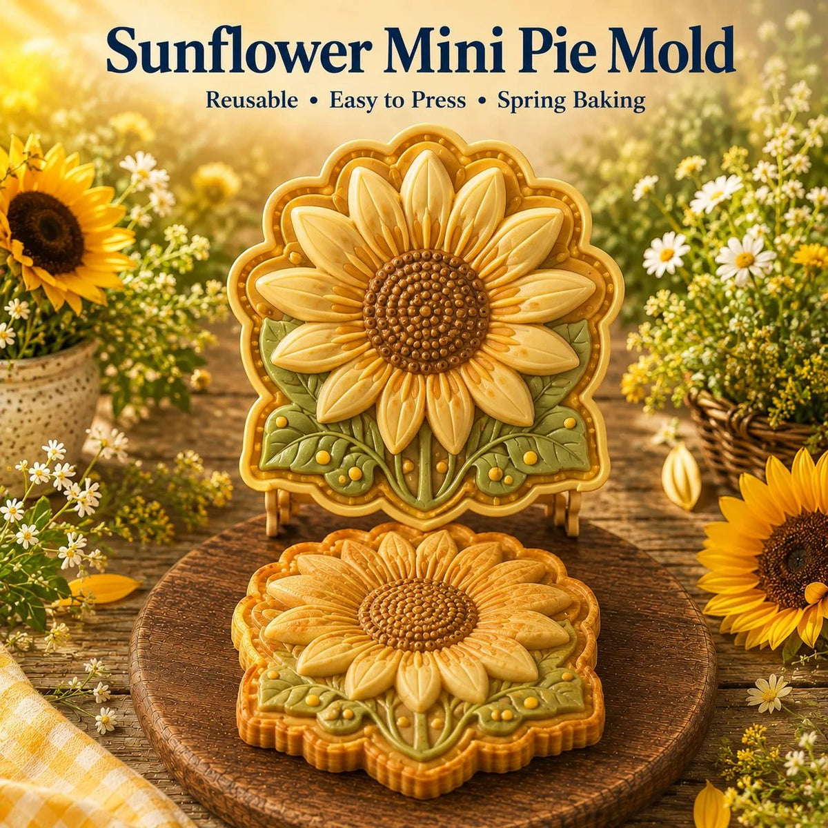 🌸 8-Design Spring Garden Mini Pie Mold Collection – Reusable Embossed Molds for Shaping Detailed Bee, Butterfly, Ladybug, Sunflower, Cottage &amp; More 🥧✨