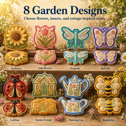 🌸 8-Design Spring Garden Mini Pie Mold Collection – Reusable Embossed Molds for Shaping Detailed Bee, Butterfly, Ladybug, Sunflower, Cottage &amp; More 🥧✨