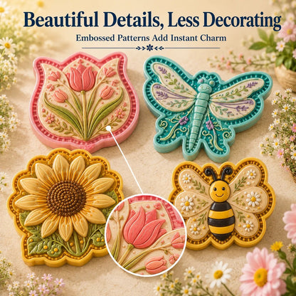 🌸 8-Design Spring Garden Mini Pie Mold Collection – Reusable Embossed Molds for Shaping Detailed Bee, Butterfly, Ladybug, Sunflower, Cottage &amp; More 🥧✨