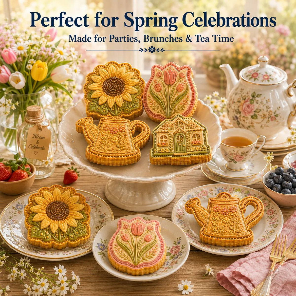🌸 8-Design Spring Garden Mini Pie Mold Collection – Reusable Embossed Molds for Shaping Detailed Bee, Butterfly, Ladybug, Sunflower, Cottage &amp; More 🥧✨