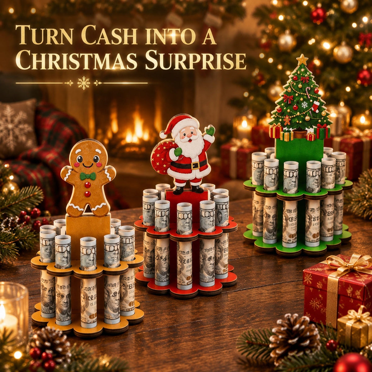 🎁Christmas Tabletop Wooden Money Holder