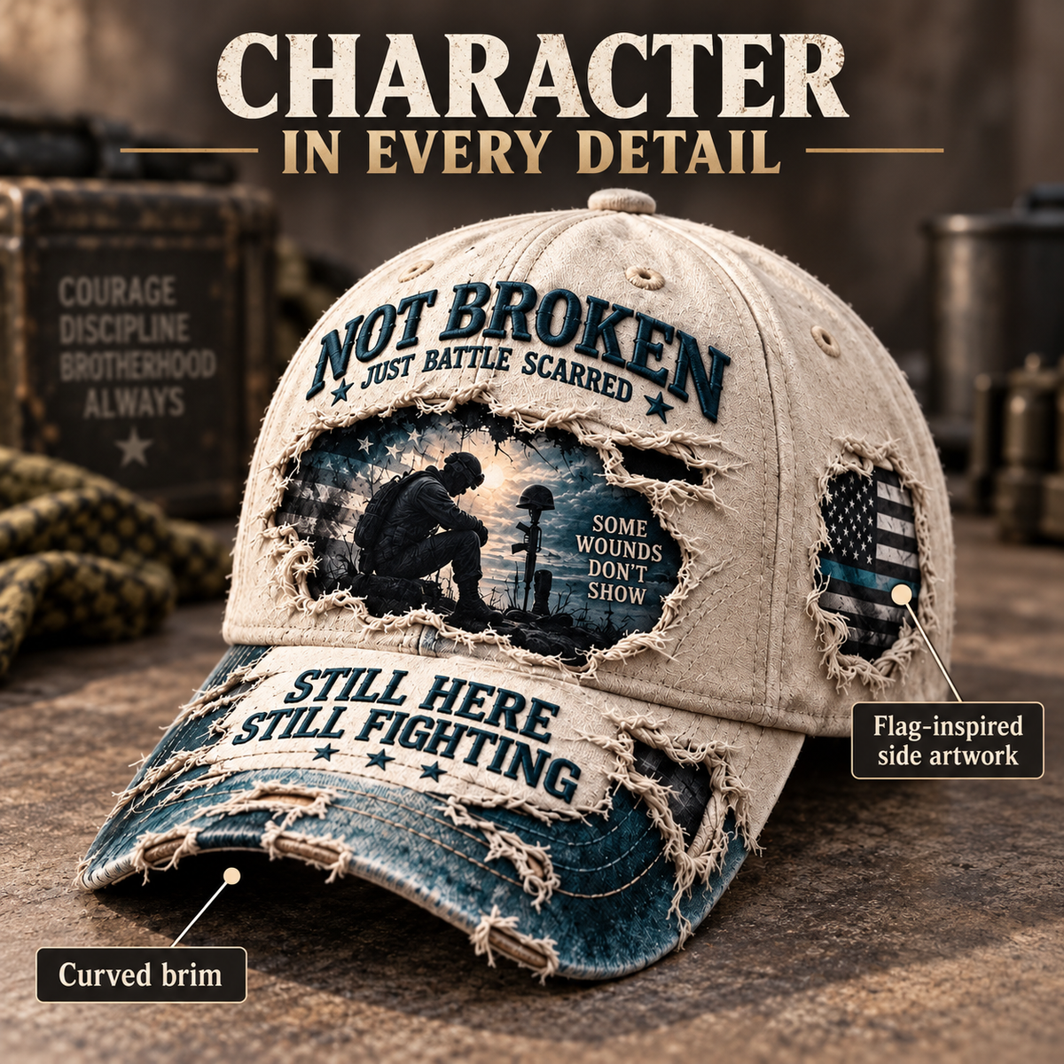 🎗️ Veteran Mental Health Awareness PTSD Printed Baseball Cap