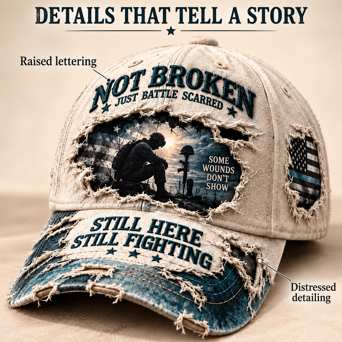🎗️ Veteran Mental Health Awareness PTSD Printed Baseball Cap