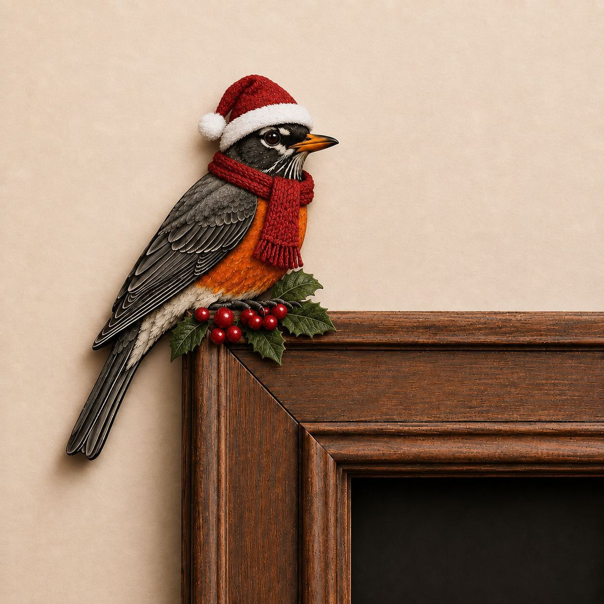 Christmas Bird Peekaboo Door Frame Corner Decor