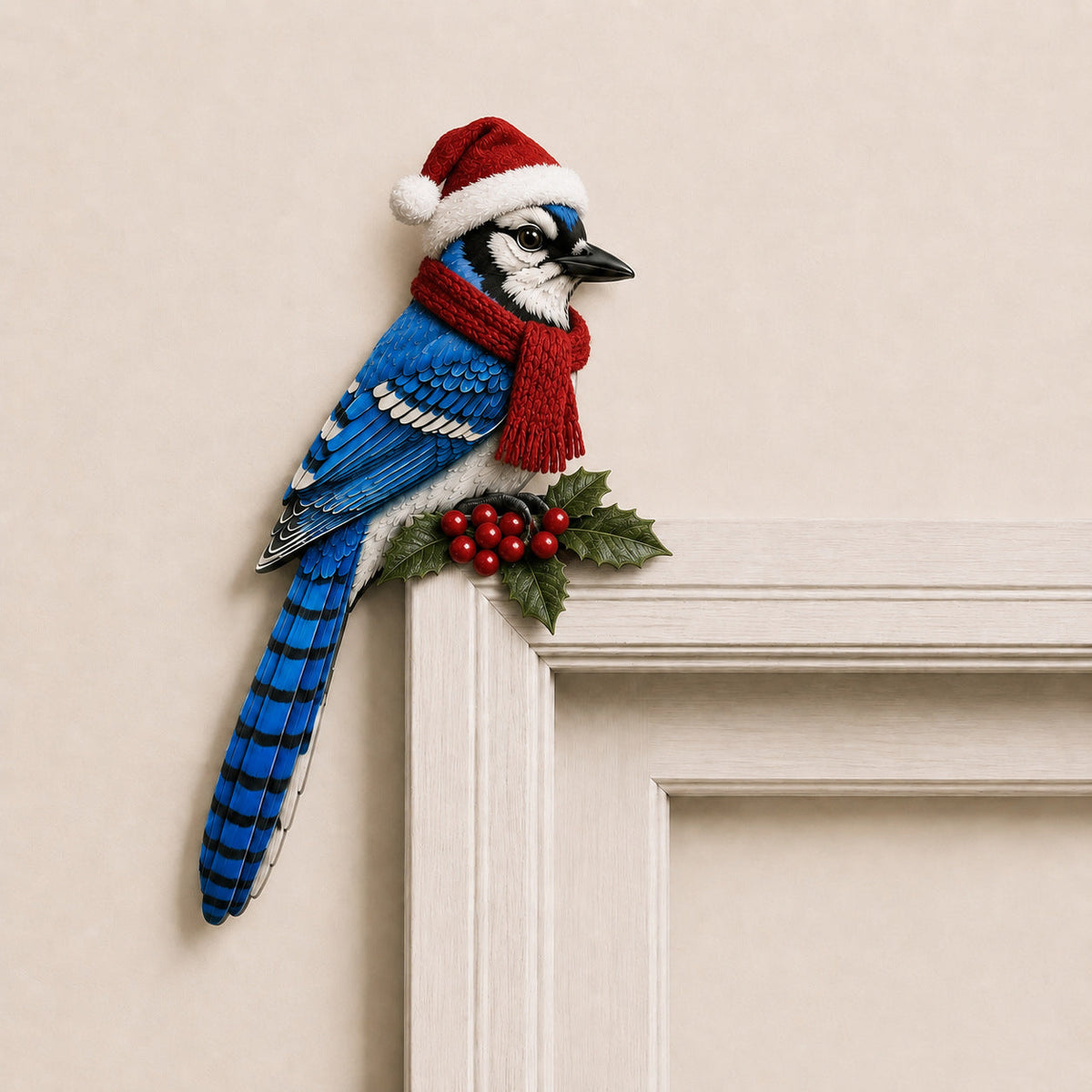 Christmas Bird Peekaboo Door Frame Corner Decor
