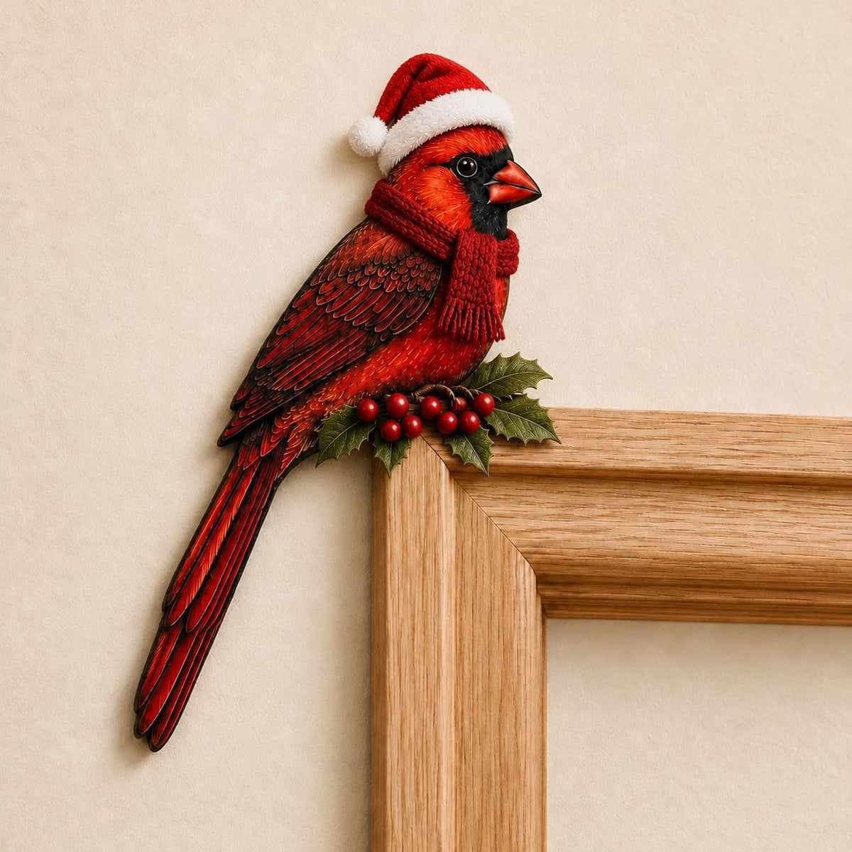 Christmas Bird Peekaboo Door Frame Corner Decor