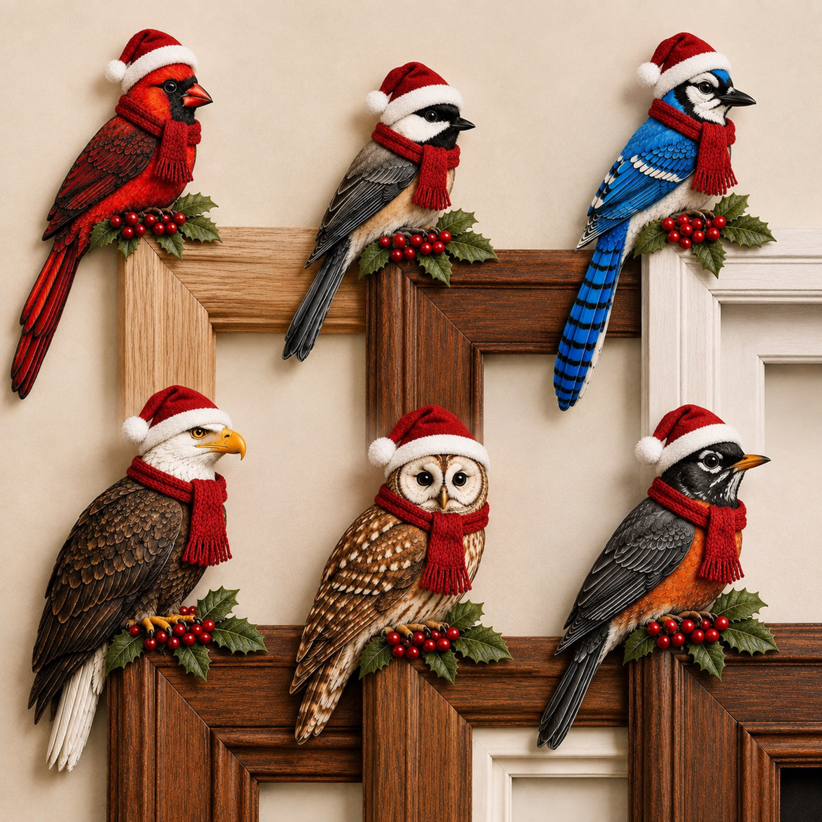 Christmas Bird Peekaboo Door Frame Corner Decor