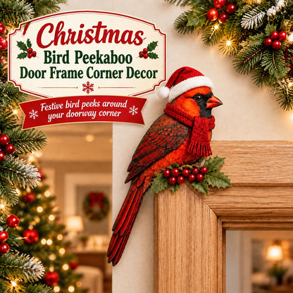 Christmas Bird Peekaboo Door Frame Corner Decor