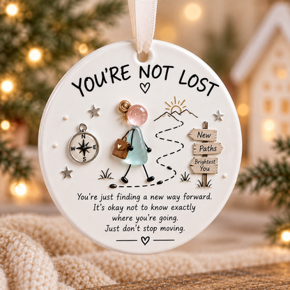 🌊🎄 Inspirational Sea Glass Art Ceramic Ornament