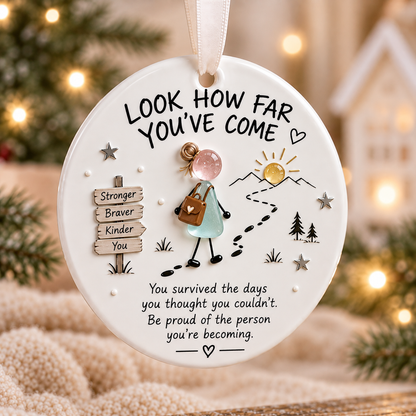 🌊🎄 Inspirational Sea Glass Art Ceramic Ornament