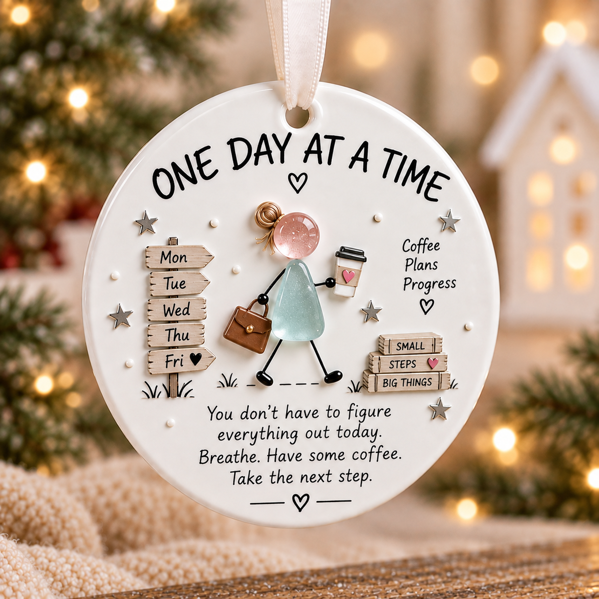 🌊🎄 Inspirational Sea Glass Art Ceramic Ornament