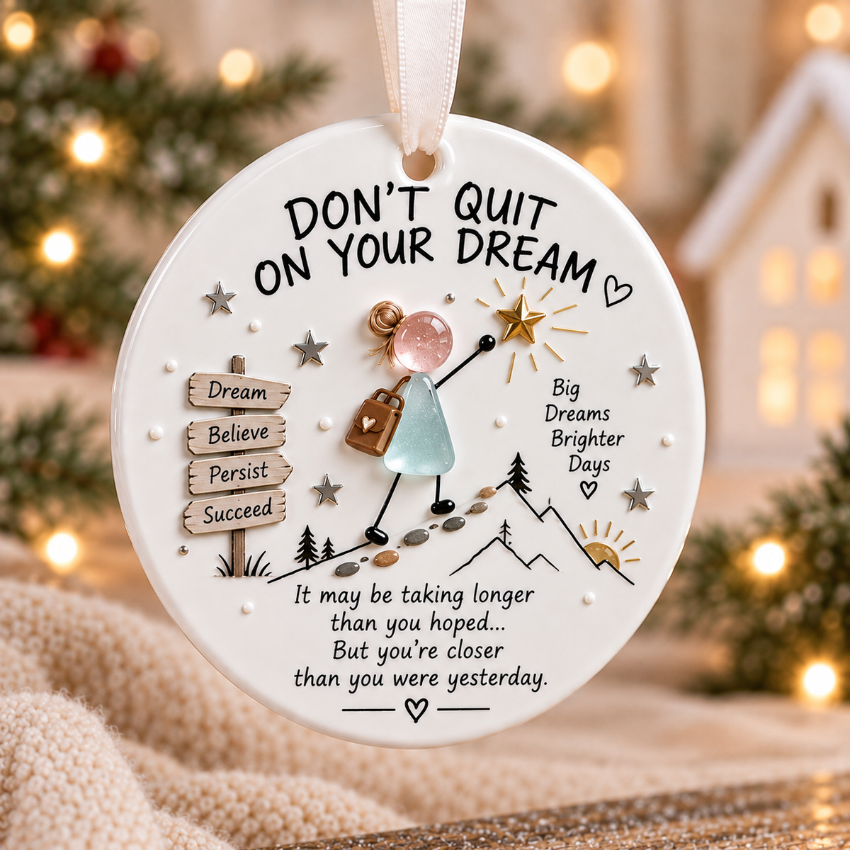 🌊🎄 Inspirational Sea Glass Art Ceramic Ornament