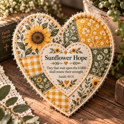 ❤️ Faith & Comfort Patchwork Heart – Scripture-Inspired Keepsake
