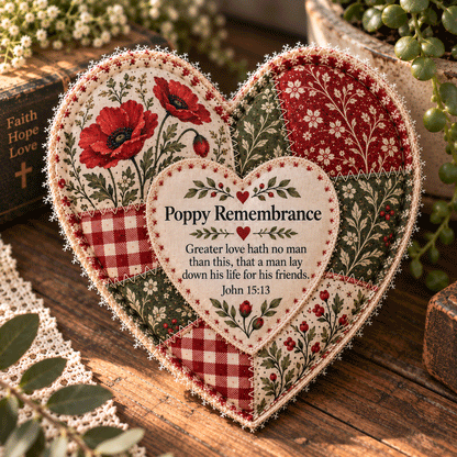 ❤️ Faith & Comfort Patchwork Heart – Scripture-Inspired Keepsake