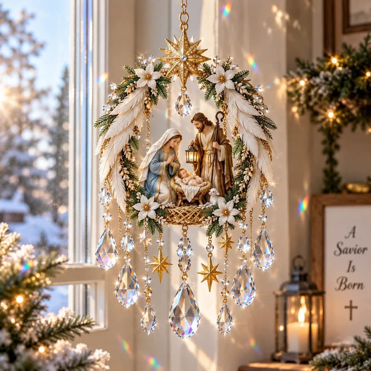 ✝️ Christian Crystal Suncatcher – 5 Faith-Inspired Window Designs with Cascading Rainbow Crystals ✨☀️