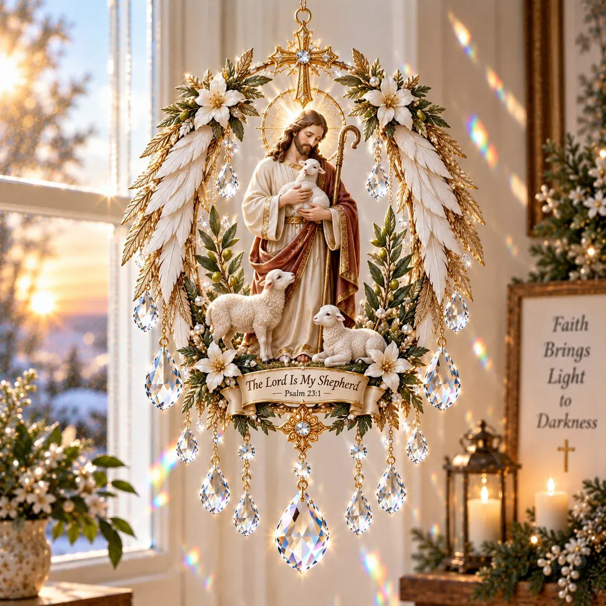 ✝️ Christian Crystal Suncatcher – 5 Faith-Inspired Window Designs with Cascading Rainbow Crystals ✨☀️
