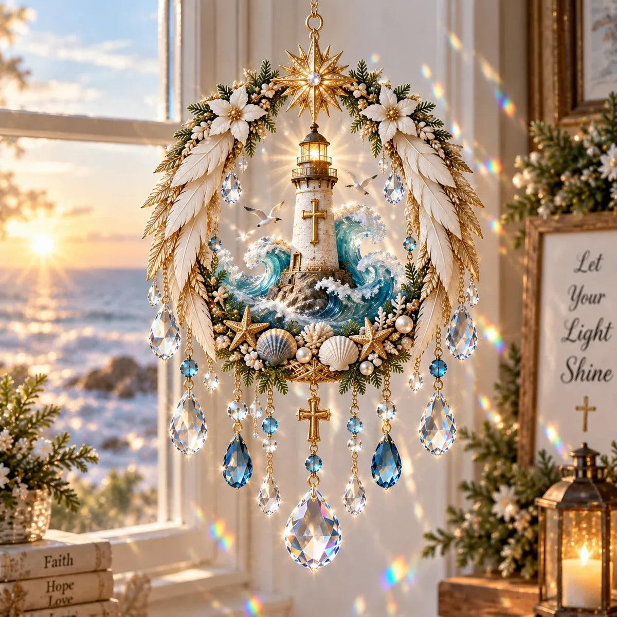 ✝️ Christian Crystal Suncatcher – 5 Faith-Inspired Window Designs with Cascading Rainbow Crystals ✨☀️