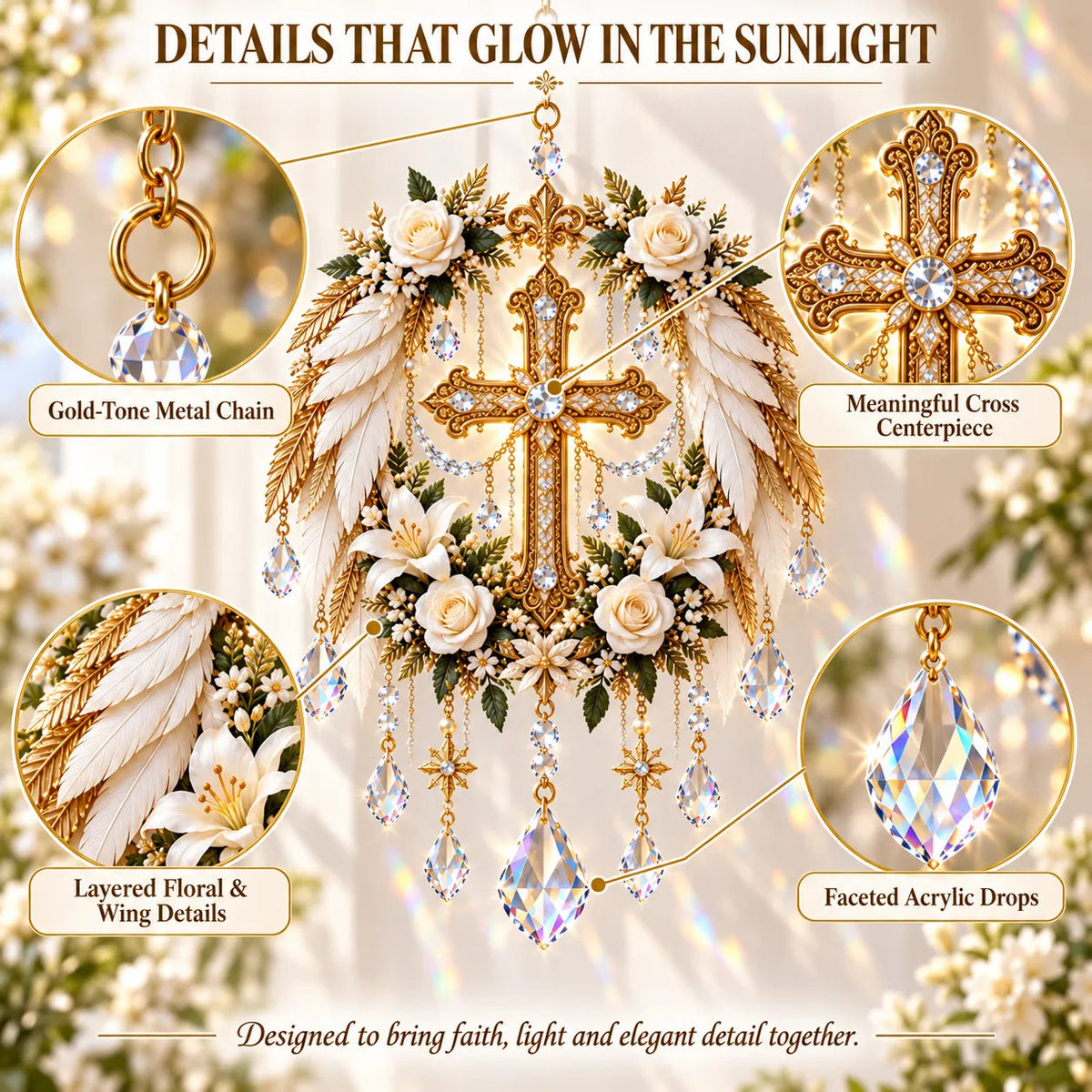✝️ Christian Crystal Suncatcher – 5 Faith-Inspired Window Designs with Cascading Rainbow Crystals ✨☀️