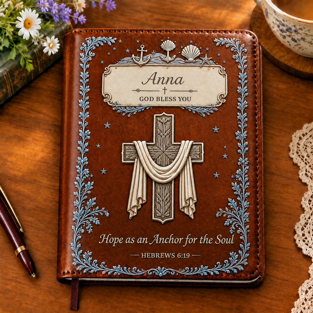 Personalized Faith Over Fear Journal – Custom Name Scripture Notebook