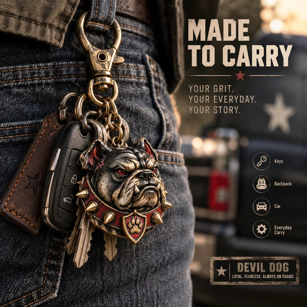 🐶 Devil Dog Guardian Metal Keychain