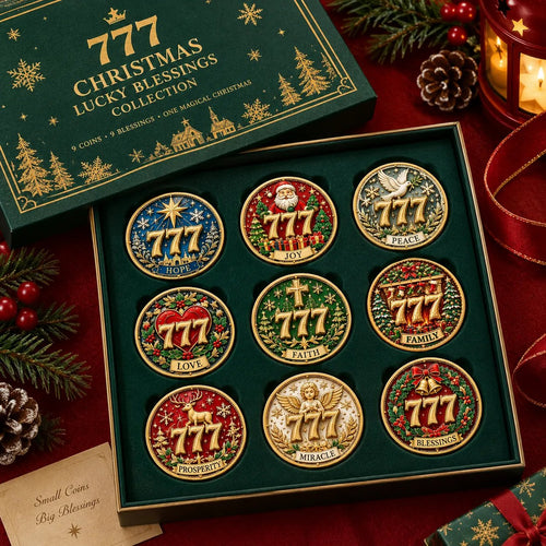 🍀 Lucky 777 Christmas Blessing Coin – Nine wishes. One beautiful collection. 🎄✨
