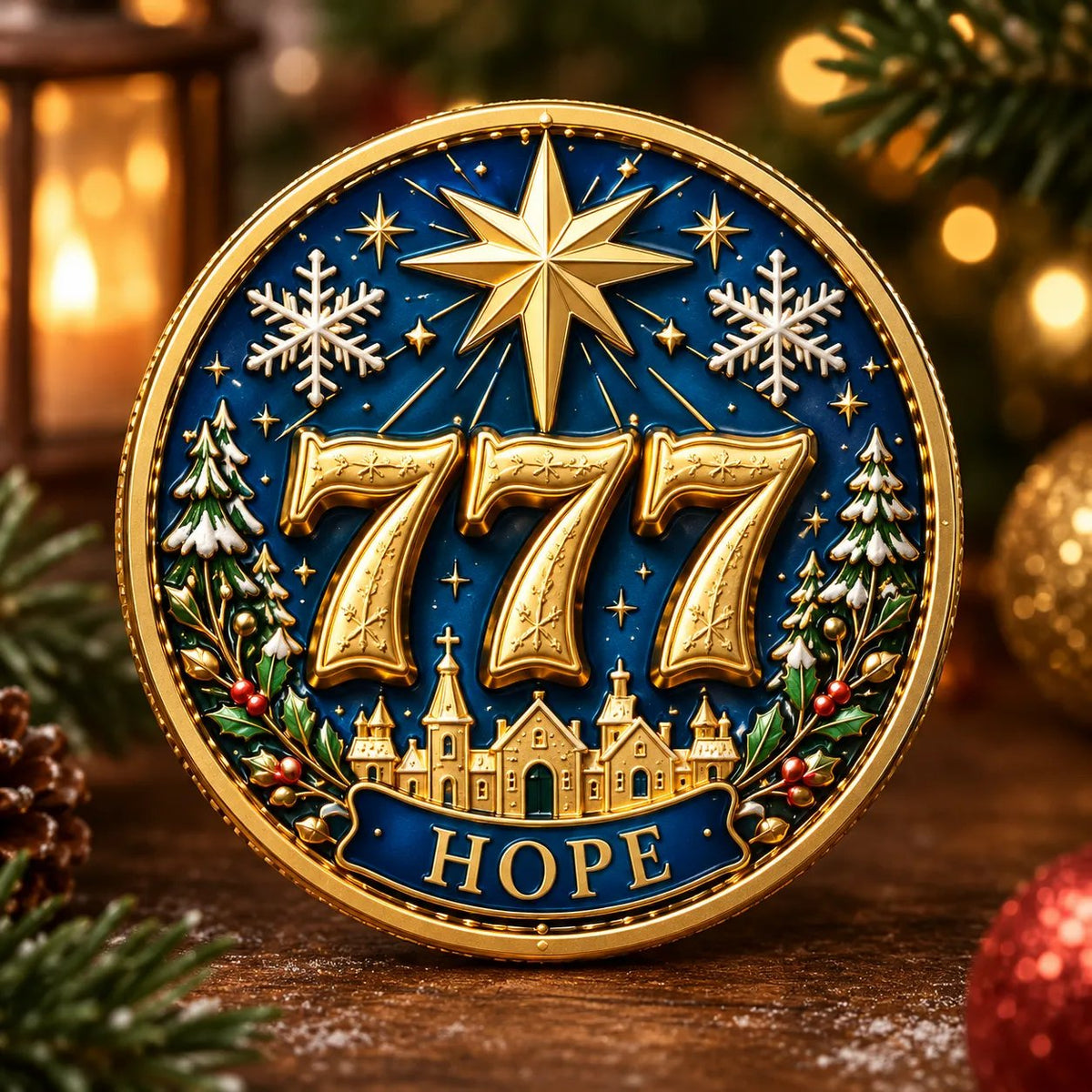 🍀 Lucky 777 Christmas Blessing Coin – Nine wishes. One beautiful collection. 🎄✨