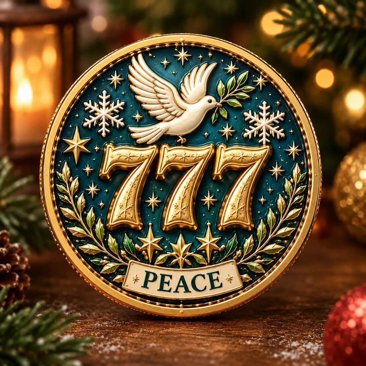 🍀 Lucky 777 Christmas Blessing Coin – Nine wishes. One beautiful collection. 🎄✨