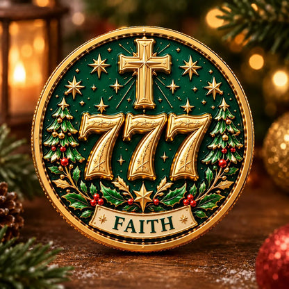 🍀 Lucky 777 Christmas Blessing Coin – Nine wishes. One beautiful collection. 🎄✨