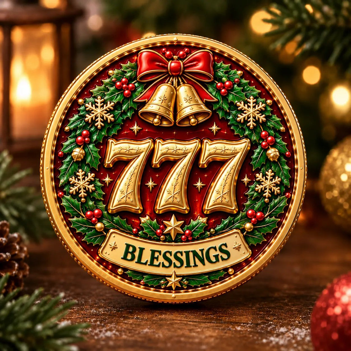 🍀 Lucky 777 Christmas Blessing Coin – Nine wishes. One beautiful collection. 🎄✨