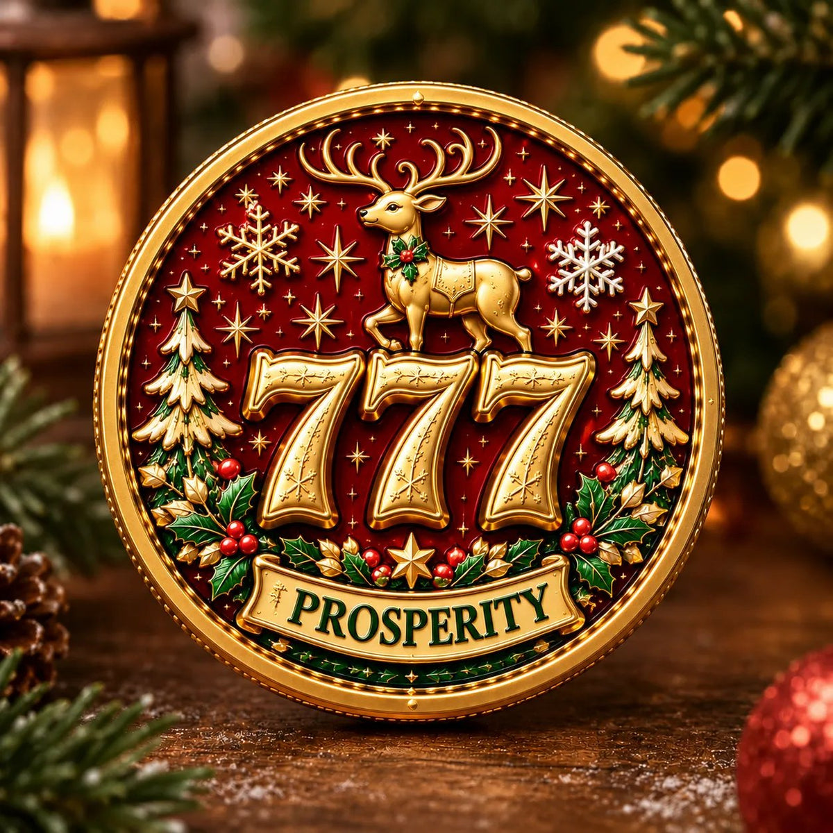 🍀 Lucky 777 Christmas Blessing Coin – Nine wishes. One beautiful collection. 🎄✨