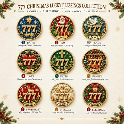 🍀 Lucky 777 Christmas Blessing Coin – Nine wishes. One beautiful collection. 🎄✨